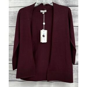 EVOLUTION OPEN FRONT LIGHTWEIGHT CARDIGAN SWEATER Women's Size XS WINE COLOR‎